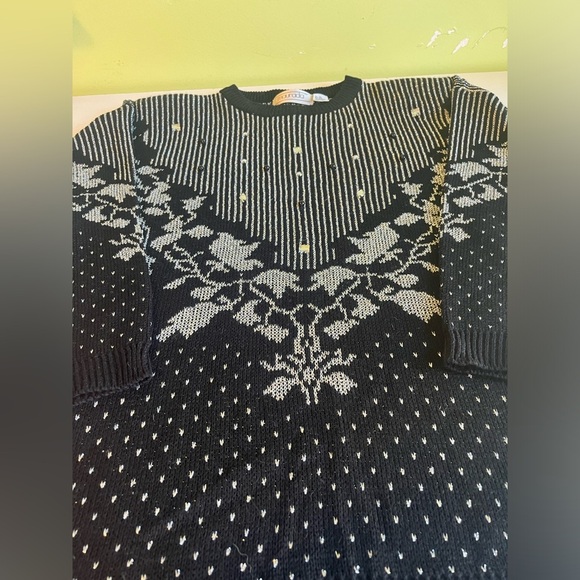 maurada Black And Silver Gem Sweater Tunic Vintage Euc - Picture 2 of 4
